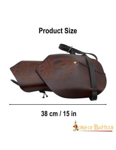 Spallières Viking en cuir modèle Yggdrasil Mjolnir 2