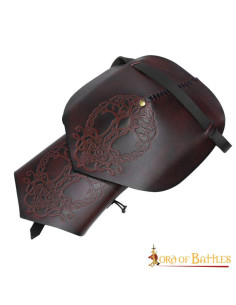 Spallières Viking en cuir modèle Yggdrasil Mjolnir