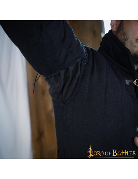 Gambison médiéval rembourré type 1, noir