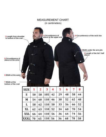 Gambison médiéval rembourré type 1, noir