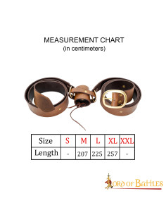 Ceinture en cuir marron de style médiéval avec baudrier 2