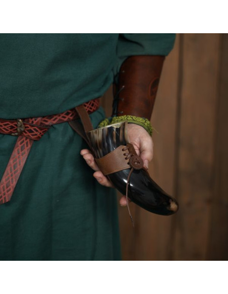 Corne à boire viking avec baudrier en...