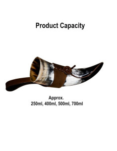 Corne à boire viking avec baudrier en cuir 2