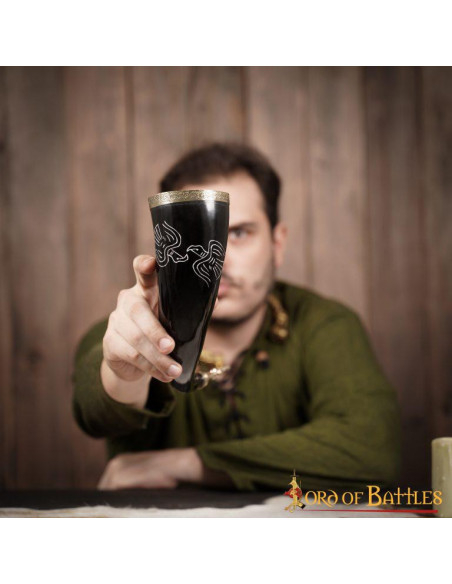 Corne à boire viking modèle Twin Ravens