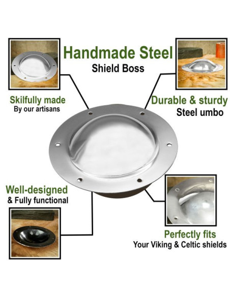 Umbo médiéval en acier fait à la main...