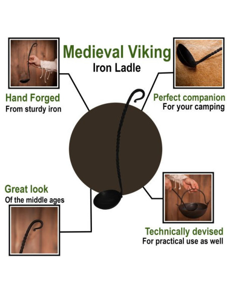 Louche médiévale en fer forgé