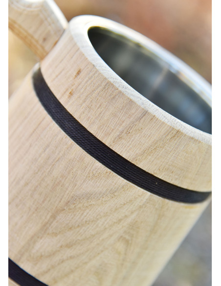 Chope de bière médiévale en bois de...