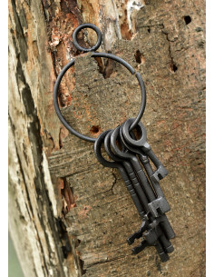 Ensemble de 5 clés et porte-clés de la prison médiévale 2