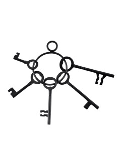 Ensemble de 5 clés et porte-clés de la prison médiévale