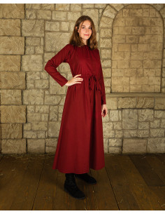 Robe médiévale en coton modèle Wanda, bordeaux