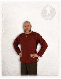 Chemise médiévale fermée modèle Rurik, bordeaux
