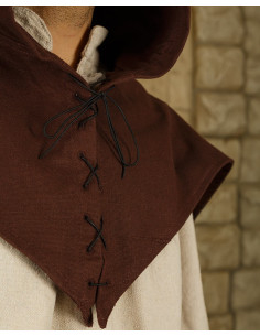 Gugel médiéval en coton modèle Folke, marron 2