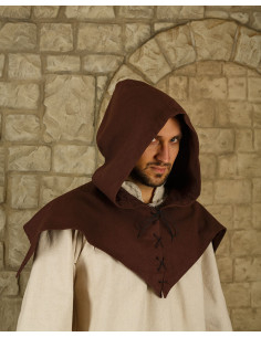 Gugel médiéval en coton modèle Folke, marron