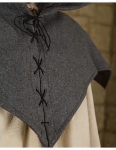 Gugel médiéval en laine modèle Folke, gris 2