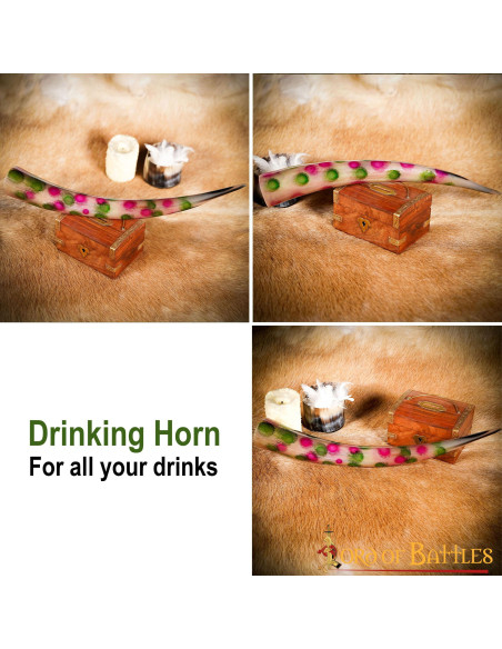 Corne à boire décorée de points...