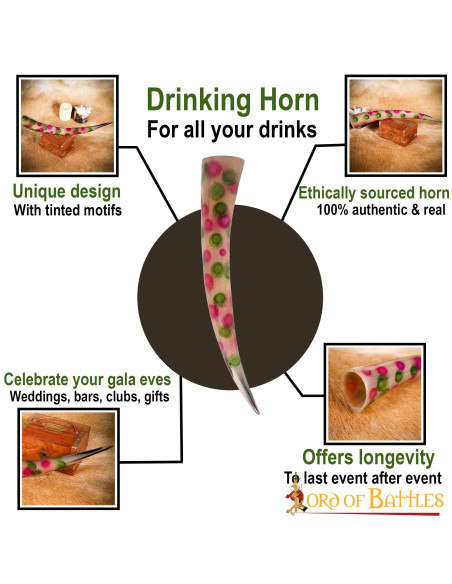 Corne à boire décorée de points...