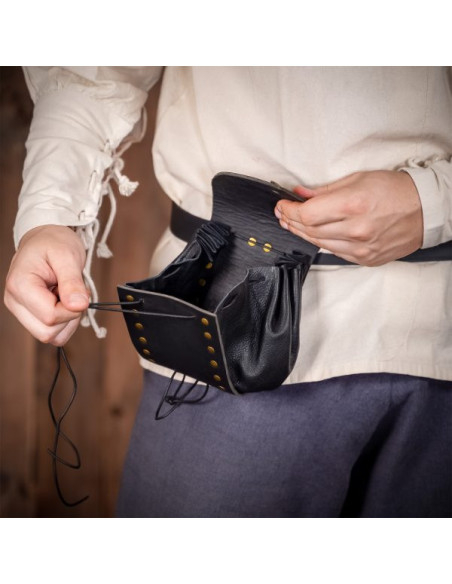 Sac ceinture médiéval en cuir avec...