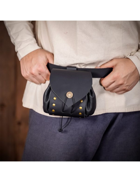 Sac ceinture médiéval en cuir avec...