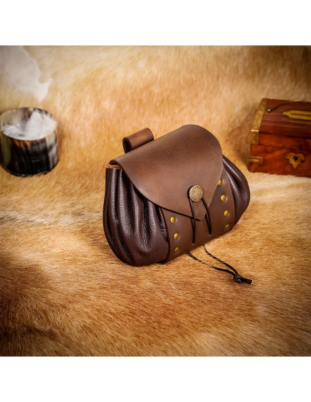 Sac ceinture médiéval en cuir avec...