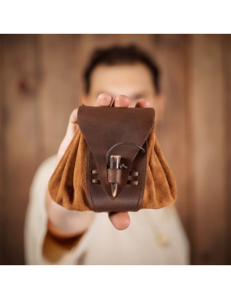 Sac ceinture médiéval en cuir avec...