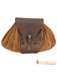 Sac ceinture médiéval en cuir avec fermeture en corne