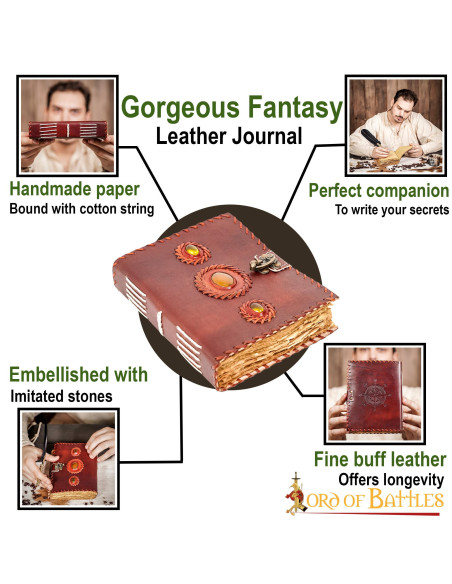 Journal médiéval en cuir véritable