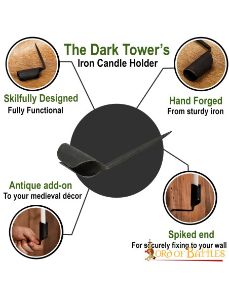 Bougeoir médiéval en fer forgé à la main