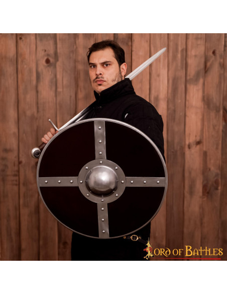 Bouclier Viking en bois avec umbo en...