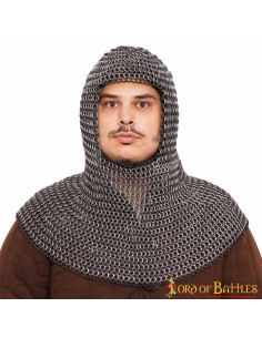 Coiffe médiévale avec anneaux en aluminium