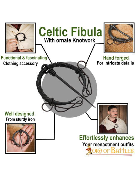 Fibule celtique en fer forgé à noeuds