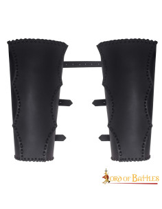 Grèves médiévales en cuir avec boucles, 33 cm.