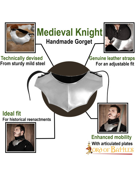 Gorgerin médiéval simple, finition polie