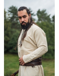 Tunique Viking en lin modèle Ragnar, coloris blanc naturel 2