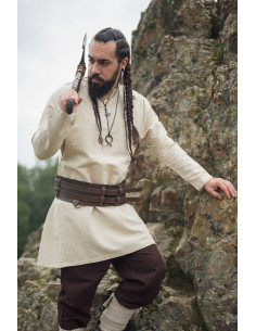Tunique Viking en lin modèle Ragnar, coloris blanc naturel