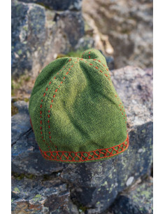 Chapeau viking vert modèle Anders, avec broderie