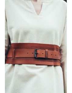Ceinture Viking en cuir Ingrid, marron cognac