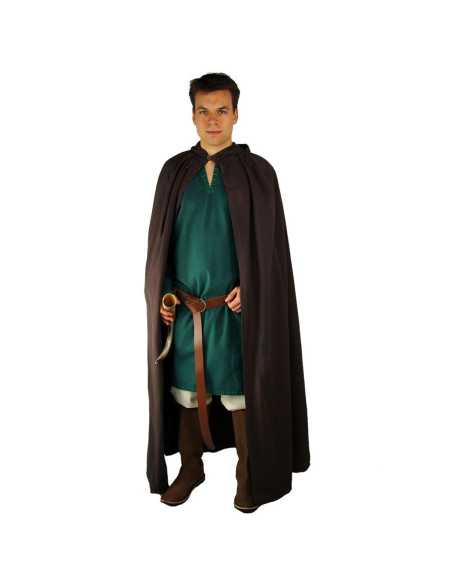 Longue cape médiévale marron foncé