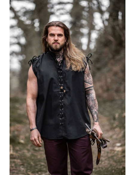Chemise médiévale noire sans manches