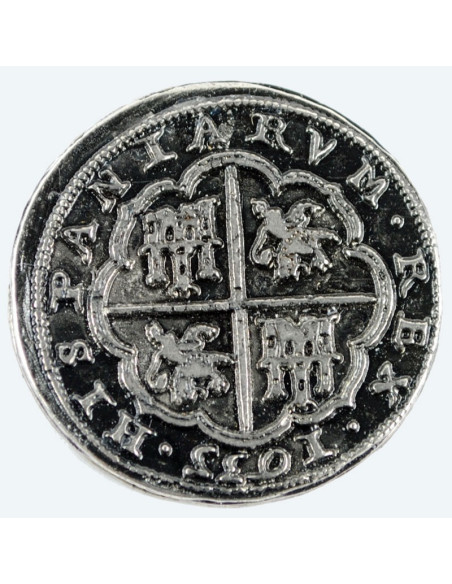 Pièce de 8 reales en argent, 3,5 cm.