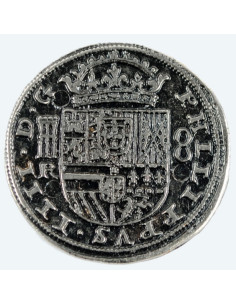 Pièce de 8 reales en argent, 3,5 cm.
