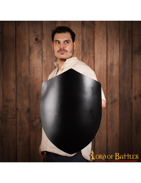 Bouclier médiéval noir lisse, à...