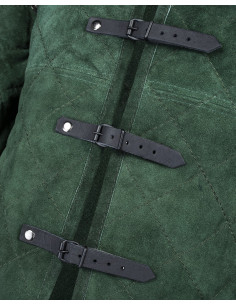 Gambison médiéval en daim modèle Arthur, vert 2
