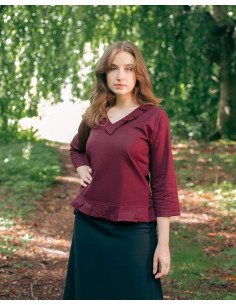 Blouse médiévale en coton modèle Josefina, bordeaux