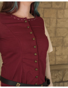 Robe médiévale pour femme modèle Elodie, bordeaux-crème 2