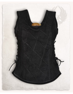 Corsage médiéval en cuir modèle Lucy, noir