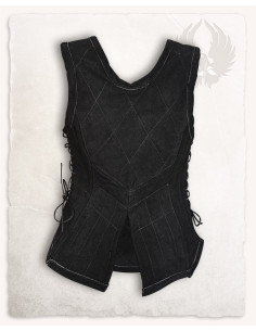 Corsage médiéval en cuir modèle Lucy, noir 2