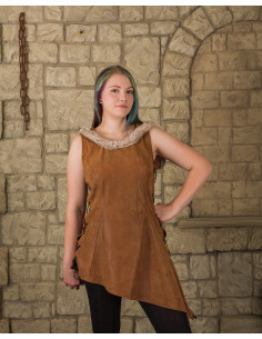 Robe médiévale à capuche modèle Freya, marron