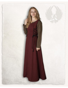 Robe médiévale en toile modèle Uma, bordeaux 2