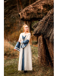 Robe médiévale modèle Dorothea, couleur bleu naturel