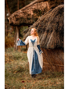 Robe médiévale modèle Dorothea, couleur bleu naturel 2